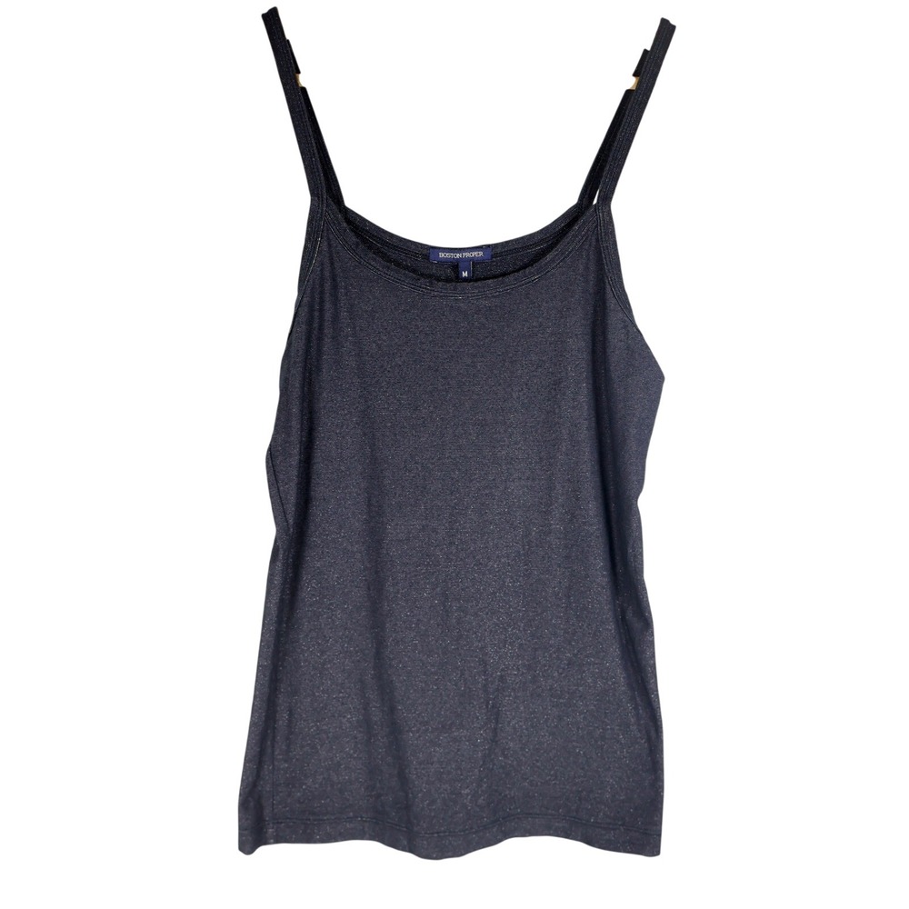 Y2K Boston Proper Tank Top Medium‎ Dark Blue SPARKLE Sleeveless Casual Layering